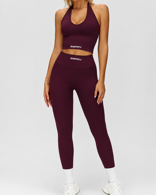 IMPRV Plum Sculpt Halter Set
